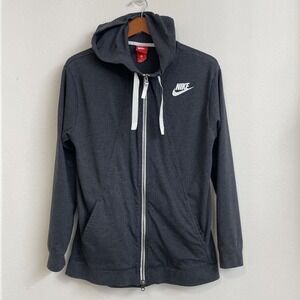 VTG Nike Hoodie Jacket Womens M Dark Gray Full Zip Pockets Sporty  Running Comfy